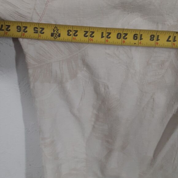 Caribbean Adult Mens XL Beige Silk Cotton Short Sleeve Floral Hawaiin Shirt - Picture 7 of 8